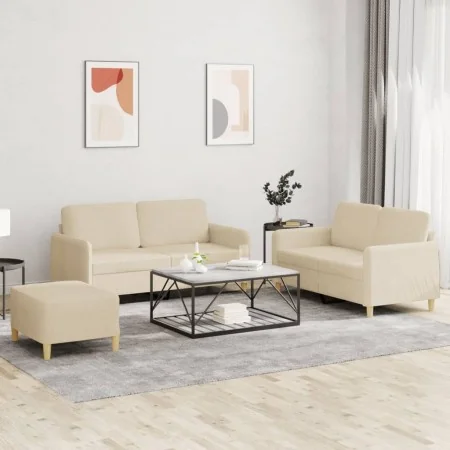 Juego de sofás con cojines 3 piezas tela crema by , Sofas - Ref: Foro24-3202096, Price: 468,23 €, Discount: %