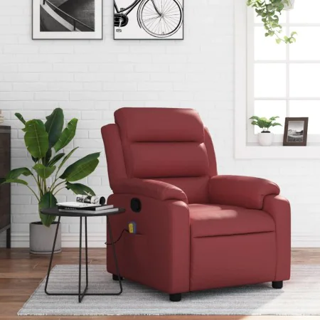 Sillón de masaje reclinable cuero sintético rojo tinto von , Sessel - Ref: Foro24-373497, Preis: 254,86 €, Rabatt: %