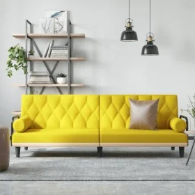 Sofá cama con reposabrazos tela amarillo claro by , Sofas - Ref: Foro24-351941, Price: 261,28 €, Discount: %