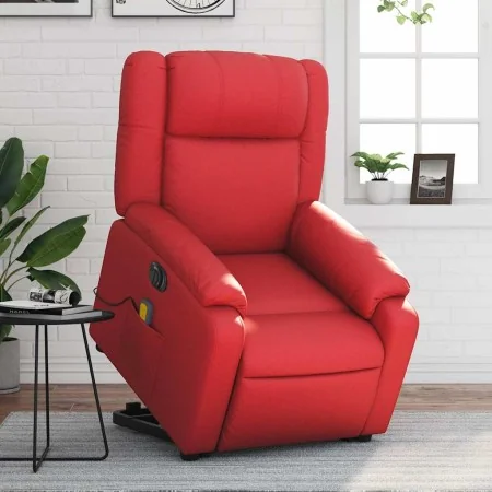 Sillón de majaje elevable eléctrico cuero artificial rojo by , Armchairs - Ref: Foro24-3205176, Price: 360,48 €, Discount: %