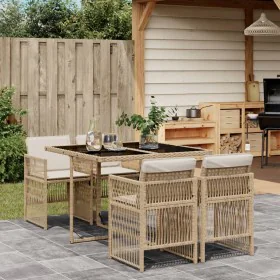 Set comedor de jardín 5 pzas con cojines ratán sintético beige von , Gartensets - Ref: Foro24-3210898, Preis: 312,74 €, Rabat...