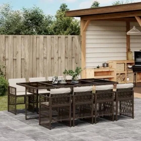 Set comedor para jardín 9 pzas y cojines ratán sintético marrón von , Gartensets - Ref: Foro24-3210921, Preis: 618,72 €, Raba...