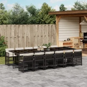 Set comedor de jardín con cojines 13 pzas ratán sintético negro by , Garden sets - Ref: Foro24-3210942, Price: 941,97 €, Disc...
