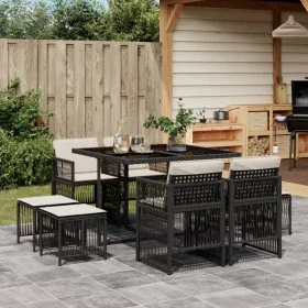 Set de comedor de jardín 9 pzas y cojines ratán sintético negro von , Gartensets - Ref: Foro24-3210954, Preis: 391,80 €, Raba...