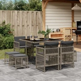 Set comedor jardín 9 pzas y cojines ratán sintético gris von , Gartensets - Ref: Foro24-3210956, Preis: 406,64 €, Rabatt: %
