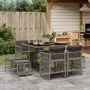 Set comedor jardín 9 pzas y cojines ratán sintético gris by , Garden sets - Ref: Foro24-3210956, Price: 406,64 €, Discount: %