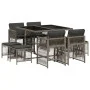 Set comedor jardín 9 pzas y cojines ratán sintético gris by , Garden sets - Ref: Foro24-3210956, Price: 406,64 €, Discount: %