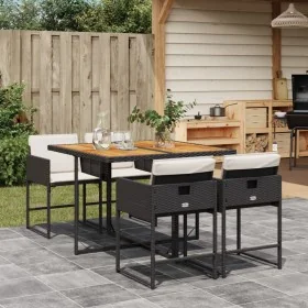 Set de muebles jardín 5 pzas con cojines ratán sintético negro by , Garden sets - Ref: Foro24-3211263, Price: 322,79 €, Disco...
