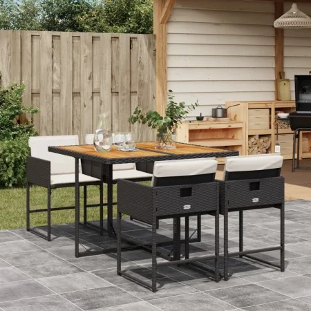 Set de muebles jardín 5 pzas con cojines ratán sintético negro by , Garden sets - Ref: Foro24-3211263, Price: 322,79 €, Disco...