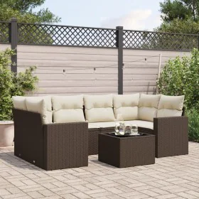 Juego de sofás de jardín 7 piezas con cojines ratán PE marrón by , Modular outdoor sofas - Ref: Foro24-3251060, Price: 487,98...