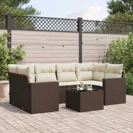 Juego de sofás de jardín 7 piezas con cojines ratán PE marrón by , Modular outdoor sofas - Ref: Foro24-3251060, Price: 487,98...