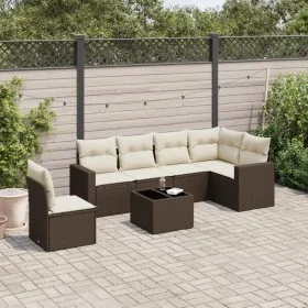 Juego de sofás de jardín 7 piezas con cojines ratán PE marrón by , Garden sets - Ref: Foro24-3219033, Price: 456,11 €, Discou...