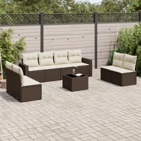Set de sofás de jardín 9 pzas y cojines ratán sintético marrón by , Modular outdoor sofas - Ref: Foro24-3251200, Price: 517,1...