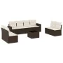 Set de sofás de jardín 9 pzas y cojines ratán sintético marrón by , Modular outdoor sofas - Ref: Foro24-3251200, Price: 517,1...