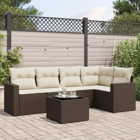 Set sofás de jardín 6 piezas y cojines ratán sintético marrón von , Modulare Sofas für den Außenbereich - Ref: Foro24-3251280...
