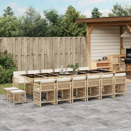 Set comedor de jardín 17 pzas con cojines ratán sintético beige von , Gartensets - Ref: Foro24-3211726, Preis: 1,00 €, Rabatt: %