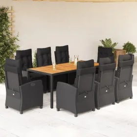 Set de comedor de jardín 9 pzas y cojines ratán sintético negro by , Garden sets - Ref: Foro24-3212669, Price: 1,00 €, Discou...
