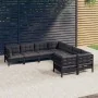 Gartenmöbel 8-teilig und Kissen aus schwarzem massivem Kiefernholz von vidaXL, Gartensets - Ref: Foro24-3096975, Preis: 743,7...