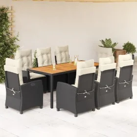 Set de comedor de jardín 9 pzas y cojines ratán sintético negro by , Garden sets - Ref: Foro24-3212660, Price: 1,00 €, Discou...