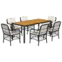 Set de comedor de jardín 7 pzas y cojines ratán sintético negro von , Gartensets - Ref: Foro24-3212040, Preis: 766,46 €, Raba...