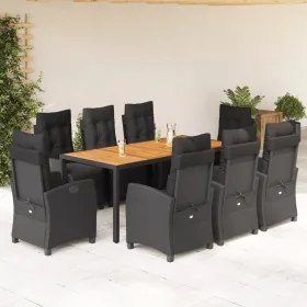 Set de comedor de jardín 9 pzas y cojines ratán sintético negro von , Gartensets - Ref: Foro24-3212911, Preis: 1,00 €, Rabatt: %