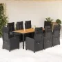Set de comedor de jardín 9 pzas y cojines ratán sintético negro von , Gartensets - Ref: Foro24-3212911, Preis: 1,00 €, Rabatt: %