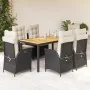 Set de comedor de jardín 7 pzas y cojines ratán sintético negro von , Gartensets - Ref: Foro24-3213090, Preis: 908,52 €, Raba...