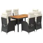 Set de comedor de jardín 7 pzas y cojines ratán sintético negro von , Gartensets - Ref: Foro24-3213090, Preis: 908,52 €, Raba...