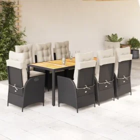 Set de comedor de jardín 9 pzas y cojines ratán sintético negro by , Garden sets - Ref: Foro24-3213092, Price: 1,00 €, Discou...
