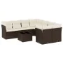 Set de sofás de jardín 9 pzas y cojines ratán sintético marrón by , Garden sets - Ref: Foro24-3249162, Price: 601,90 €, Disco...