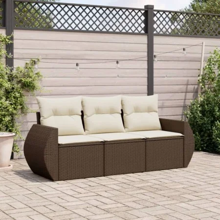 Set sofás de jardín 3 piezas y cojines ratán sintético marrón de , Conjuntos de jardín - Ref: Foro24-3221062, Precio: 234,23 ...