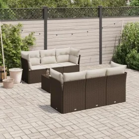 Juego de sofás de jardín 7 piezas con cojines ratán PE marrón by , Garden sets - Ref: Foro24-3217263, Price: 475,22 €, Discou...