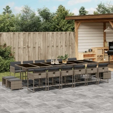 Set comedor de jardín 17 pzas y cojines ratán sintético gris by , Garden sets - Ref: Foro24-3211364, Price: 978,84 €, Discoun...