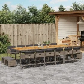 Set comedor de jardín 17 pzas y cojines ratán sintético gris by , Garden sets - Ref: Foro24-3211370, Price: 1,00 €, Discount: %