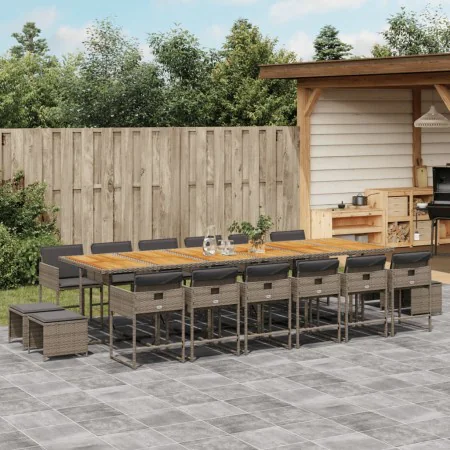 Set comedor de jardín 17 pzas y cojines ratán sintético gris by , Garden sets - Ref: Foro24-3211370, Price: 1,00 €, Discount: %