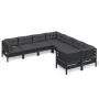 Gartenmöbel 8-teilig und Kissen aus schwarzem massivem Kiefernholz von vidaXL, Gartensets - Ref: Foro24-3096975, Preis: 743,7...