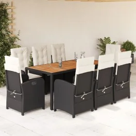 Set de comedor de jardín 9 pzas y cojines ratán sintético negro by , Garden sets - Ref: Foro24-3212229, Price: 1,00 €, Discou...