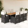 Set de comedor de jardín 9 pzas y cojines ratán sintético negro de , Conjuntos de jardín - Ref: Foro24-3212229, Precio: 1,00 ...
