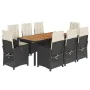 Set de comedor de jardín 9 pzas y cojines ratán sintético negro de , Conjuntos de jardín - Ref: Foro24-3212229, Precio: 1,00 ...