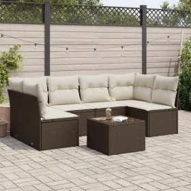 Juego de sofás de jardín 7 piezas con cojines ratán PE marrón by , Garden sets - Ref: Foro24-3217403, Price: 439,01 €, Discou...