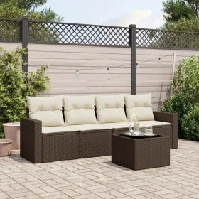 Set comedor de jardín 5 piezas y cojines ratán sintético marrón by , Garden sets - Ref: Foro24-3218683, Price: 323,37 €, Disc...