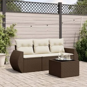 Set de sofás de jardín 4 pzas y cojines ratán sintético marrón by , Garden sets - Ref: Foro24-3253410, Price: 283,84 €, Disco...