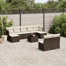 Set de sofás de jardín 10 pzas y cojines ratán sintético marrón by , Garden sets - Ref: Foro24-3218283, Price: 579,87 €, Disc...