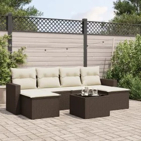 Juego de sofás de jardín 7 piezas con cojines ratán PE marrón by , Garden sets - Ref: Foro24-3219323, Price: 413,69 €, Discou...