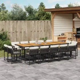 Set comedor de jardín con cojines 15 pzas ratán sintético negro von , Gartensets - Ref: Foro24-3211599, Preis: 1,00 €, Rabatt: %