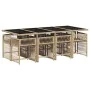 Set comedor de jardín 9 pzas con cojines ratán sintético beige by , Garden sets - Ref: Foro24-3211642, Price: 645,16 €, Disco...