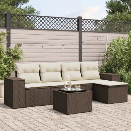 Set sofás de jardín 6 piezas y cojines ratán sintético marrón von , Gartensets - Ref: Foro24-3254840, Preis: 382,30 €, Rabatt: %