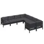Gartenmöbel 8-teilig und Kissen aus schwarzem massivem Kiefernholz von vidaXL, Gartensets - Ref: Foro24-3096975, Preis: 743,7...
