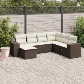 Juego de sofás de jardín 7 piezas con cojines ratán PE marrón by , Garden sets - Ref: Foro24-3254040, Price: 456,58 €, Discou...