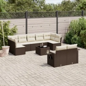 Set de sofás de jardín 10 pzas y cojines ratán sintético marrón by , Garden sets - Ref: Foro24-3252970, Price: 669,01 €, Disc...